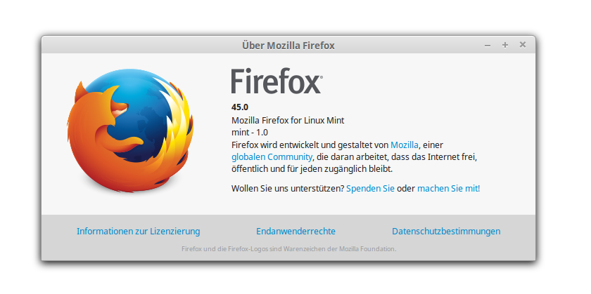 firefox 45.0 on linux mint 17.3