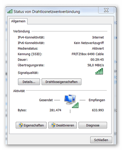 PC - WLAN Geschwindigkeit